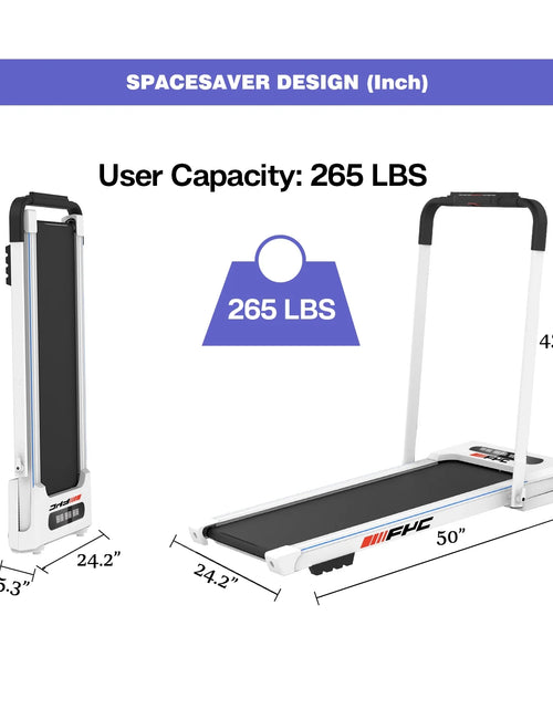 Load image into Gallery viewer, 2.5HP under Desk 2 in 1 Folding Treadmill for Home Office, Foldable Compact Electric Walking Running Machine W/ Remote Control &amp; LED Display, Walking Running Jogging (White)
