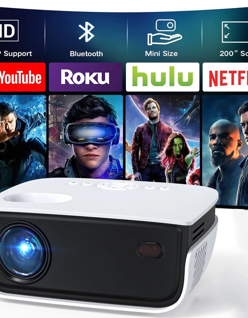 Load image into Gallery viewer, 1080P Mini Projector with Bluetooth,Keystone Correction,Up to Support 240'' Screen
