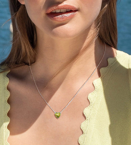 Silver Necklace 925 Sterling Silver Birthstone Love Heart Necklace Gifts for Women