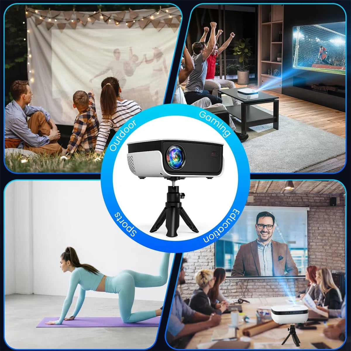1080P Mini Projector with Bluetooth,Keystone Correction,Up to Support 240'' Screen
