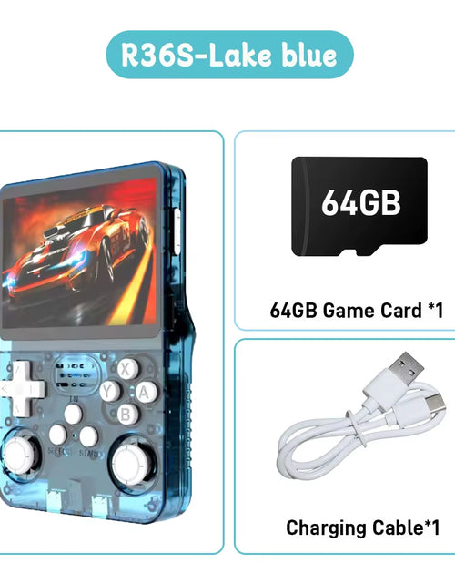 Load image into Gallery viewer, R36S ARKOS Retro Handheld Video Game Console Genuine 3.5 Inch IPS Multiple Colors Are Available Screen Portable Player 64GB Game

