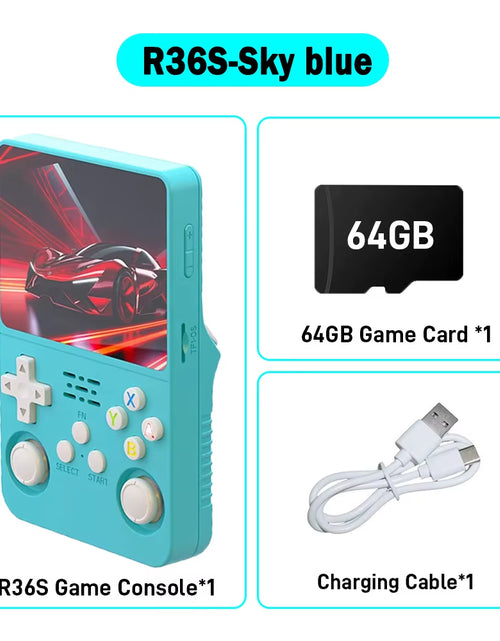 Load image into Gallery viewer, R36S ARKOS Retro Handheld Video Game Console Genuine 3.5 Inch IPS Multiple Colors Are Available Screen Portable Player 64GB Game
