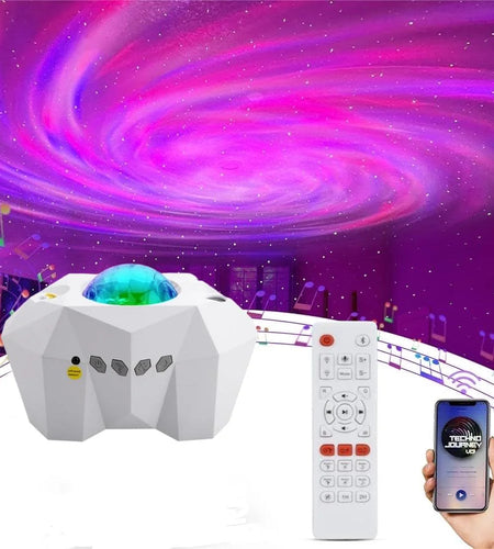 Star Projector with Bluetooth Speaker and Remote, Northern Lights Aurora Projector with Moon and Star