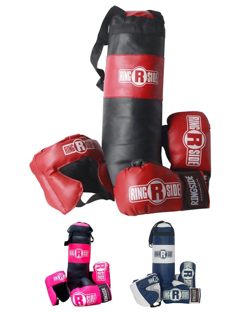 Load image into Gallery viewer, Kids Boxing Set with Mini Heavy Bag, Gloves and Headgear - Black
