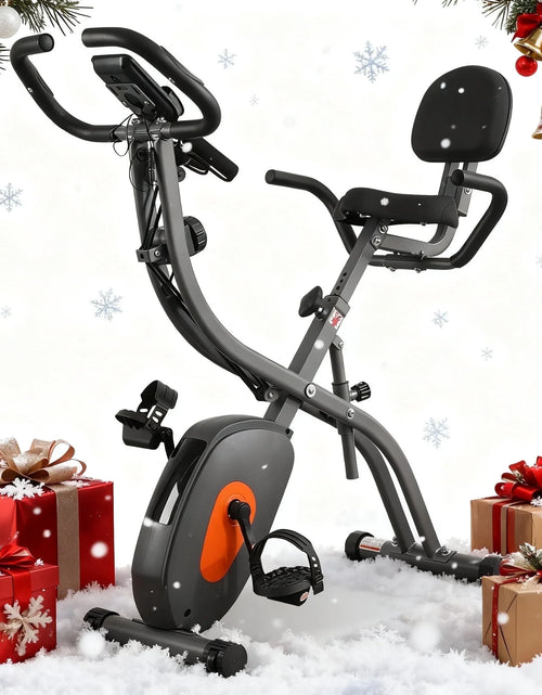 Load image into Gallery viewer, Folding Exercise Bike 3 in 1 Magnetic Stationary Recumbent Bike 10 Level Resistance for Home Use with Arm Resistance Bands
