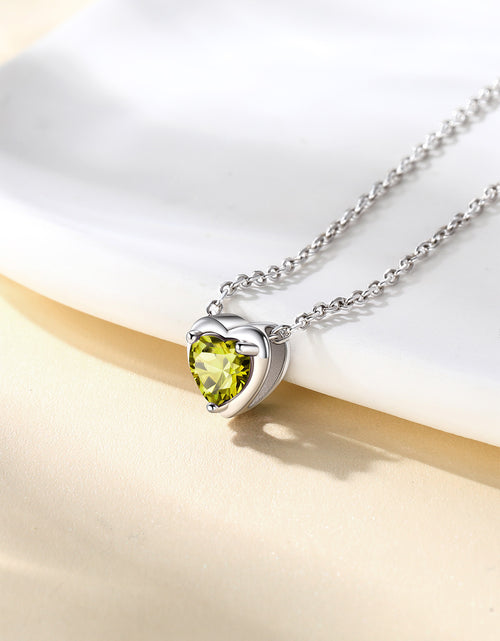 Load image into Gallery viewer, Silver Necklace 925 Sterling Silver Birthstone Love Heart Necklace Gifts for Women
