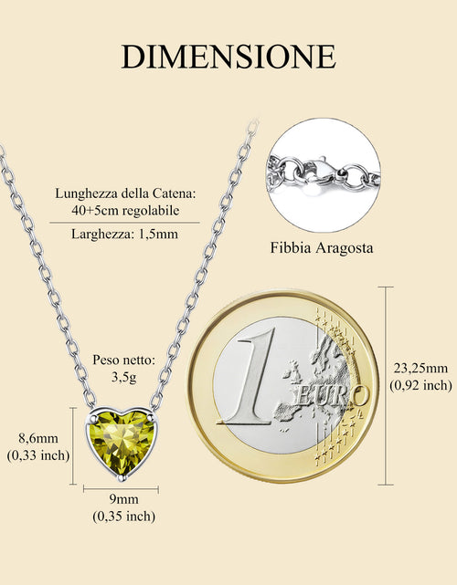 Load image into Gallery viewer, Silver Necklace 925 Sterling Silver Birthstone Love Heart Necklace Gifts for Women
