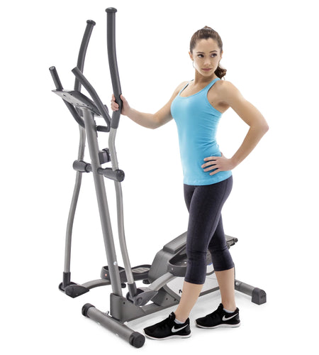 Home Gym Elliptical Trainer with Display Panel and Oversized Pedals