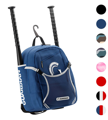 Backpack for Youth, Softball Bag for Girls, Durable Bat Bags Baseball Youth Boys and Girls, Tball Bag – Includes Hook to Hang on Fence - Navy/White