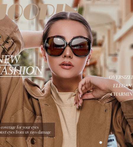 Oversized Polarized Women Sunglasses, Ladies Vintage Big Frame Sun Glasses Shades (Leopard Brown)