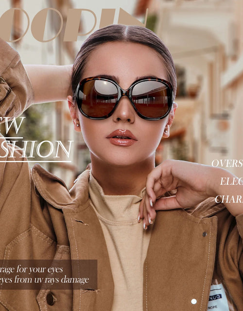 Load image into Gallery viewer, Oversized Polarized Women Sunglasses, Ladies Vintage Big Frame Sun Glasses Shades (Leopard Brown)
