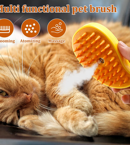 Spray Cat Brush for Shedding 3 in 1 Cat Steamy Brush USB Rechargeable Steamy Cat Brush Efficient Cat Grooming Brush 4.5×2.6×2.4 Inch Cat Steam Brush Self Cleaning Electric Cat Steamer Brush