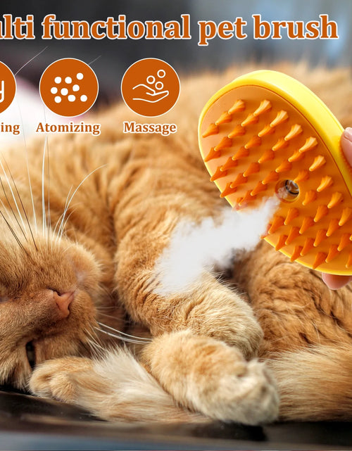Load image into Gallery viewer, Spray Cat Brush for Shedding 3 in 1 Cat Steamy Brush USB Rechargeable Steamy Cat Brush Efficient Cat Grooming Brush 4.5×2.6×2.4 Inch Cat Steam Brush Self Cleaning Electric Cat Steamer Brush
