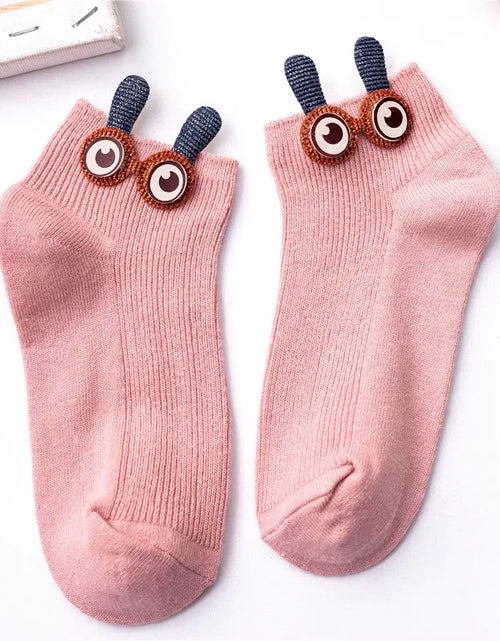 Load image into Gallery viewer, New Women'S Spring Summer Cartoon 3D Big Eyes Rabbit Eared Short Tube Socks Novelty Funny Soft Cotton Ankle Sokken Gift

