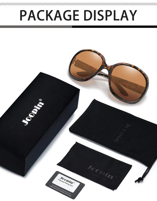 Load image into Gallery viewer, Oversized Polarized Women Sunglasses, Ladies Vintage Big Frame Sun Glasses Shades (Leopard Brown)
