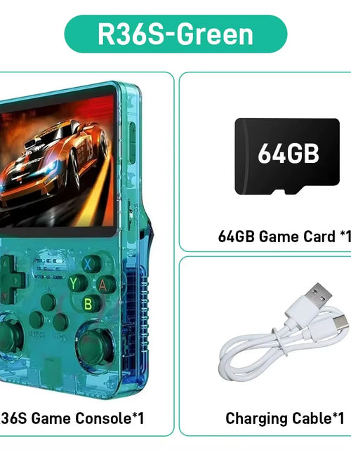Load image into Gallery viewer, R36S ARKOS Retro Handheld Video Game Console Genuine 3.5 Inch IPS Multiple Colors Are Available Screen Portable Player 64GB Game
