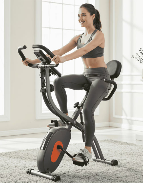 Load image into Gallery viewer, Folding Exercise Bike 3 in 1 Magnetic Stationary Recumbent Bike 10 Level Resistance for Home Use with Arm Resistance Bands
