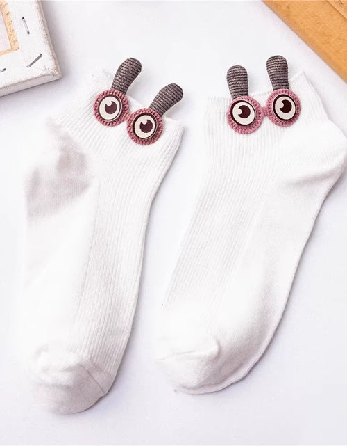 Load image into Gallery viewer, New Women'S Spring Summer Cartoon 3D Big Eyes Rabbit Eared Short Tube Socks Novelty Funny Soft Cotton Ankle Sokken Gift
