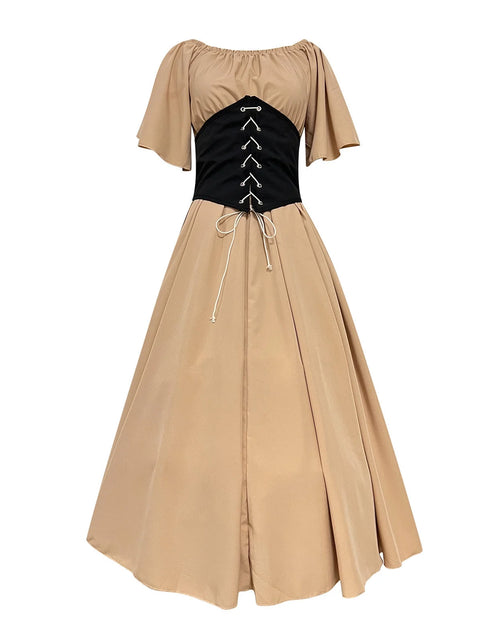 Load image into Gallery viewer, Womens Renaissance Costumes Medieval Irish Traditional plus Size Dresses Ruffle over Dress Corset Retro Cosplay Gown
