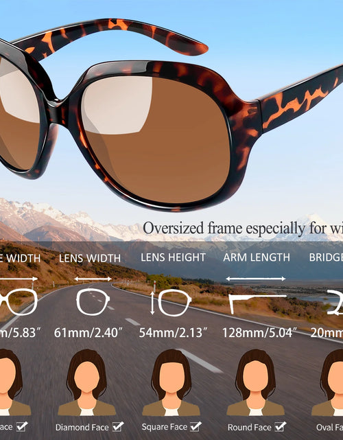 Load image into Gallery viewer, Oversized Polarized Women Sunglasses, Ladies Vintage Big Frame Sun Glasses Shades (Leopard Brown)
