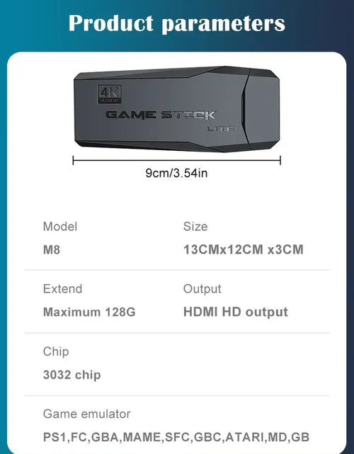 Load image into Gallery viewer, M8 Retro Video Game Console 2.4G Wireless Console Game Retro Game Stick 4K 10000 Games Portable Dendy Game Console for TV
