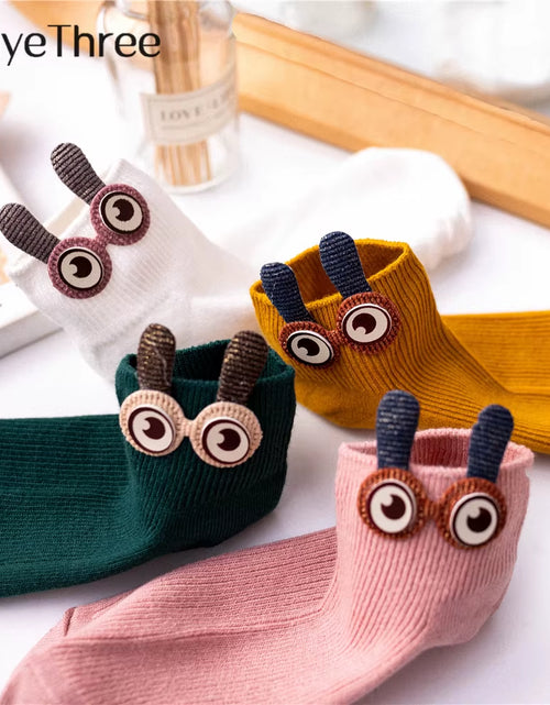 Load image into Gallery viewer, New Women'S Spring Summer Cartoon 3D Big Eyes Rabbit Eared Short Tube Socks Novelty Funny Soft Cotton Ankle Sokken Gift
