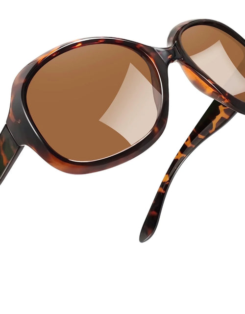 Load image into Gallery viewer, Oversized Polarized Women Sunglasses, Ladies Vintage Big Frame Sun Glasses Shades (Leopard Brown)
