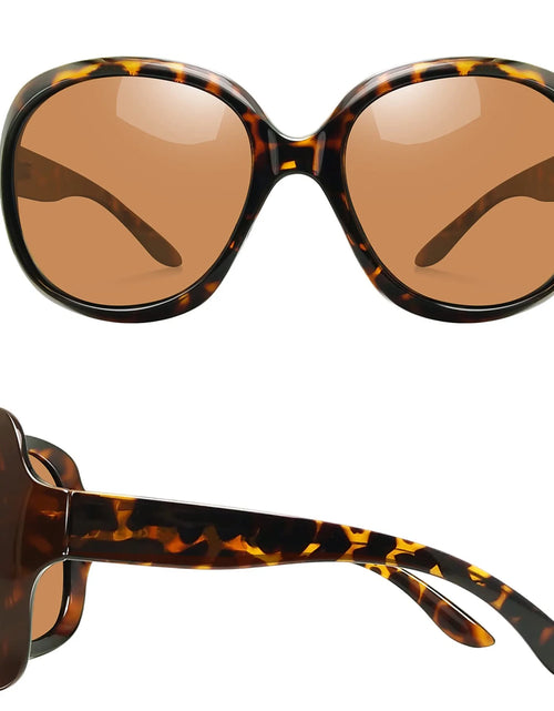 Load image into Gallery viewer, Oversized Polarized Women Sunglasses, Ladies Vintage Big Frame Sun Glasses Shades (Leopard Brown)
