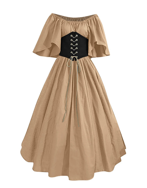 Load image into Gallery viewer, Womens Renaissance Costumes Medieval Irish Traditional plus Size Dresses Ruffle over Dress Corset Retro Cosplay Gown
